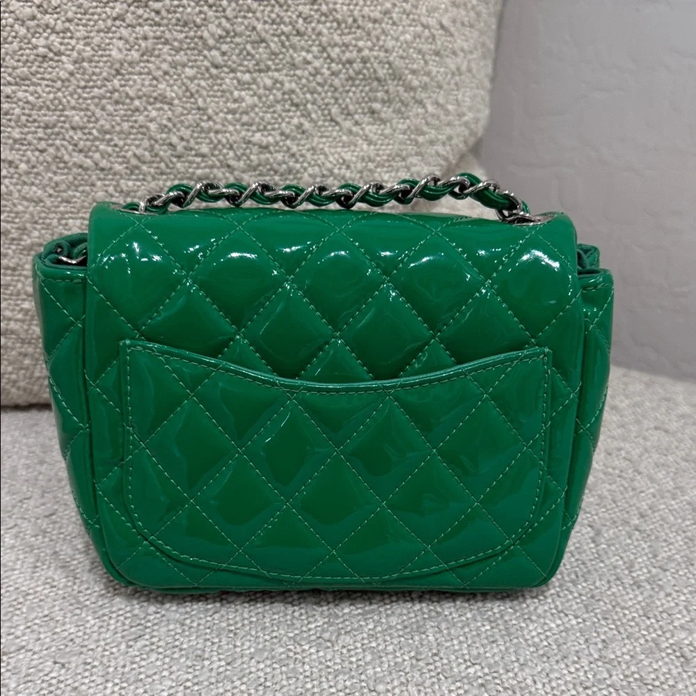 Chanel Green Quilted Mini Square Flap Bag - Picture 3 of 8